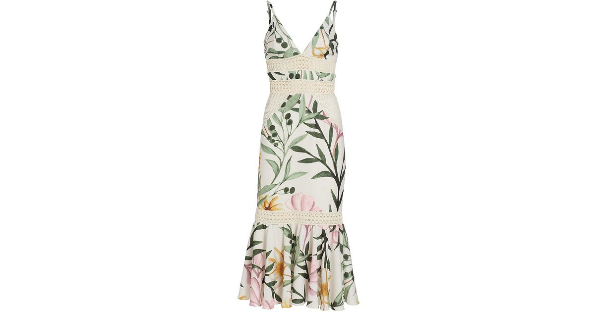 PATBO Jasmin Bodycon Floral Midi Dress in Metallic Lyst
