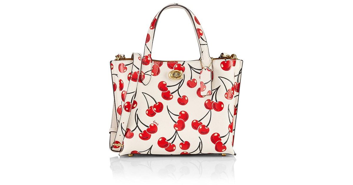 COACH Willow 24 Cherryprint Leather Tote Lyst