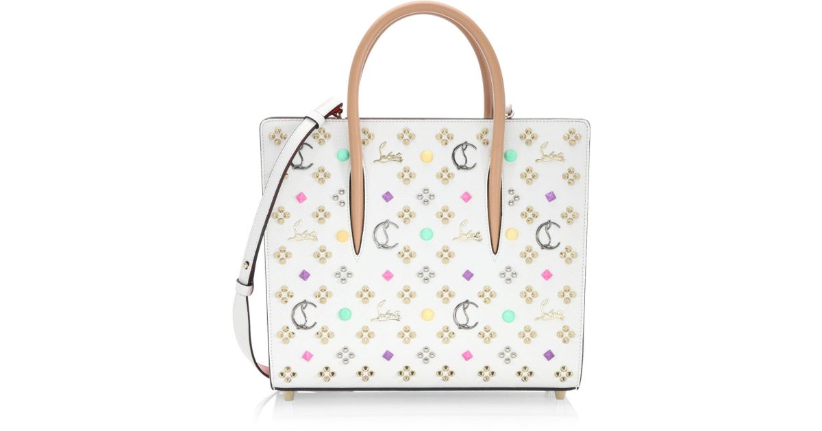 Christian Louboutin Paloma Leather Top Handle Bag in White | Lyst