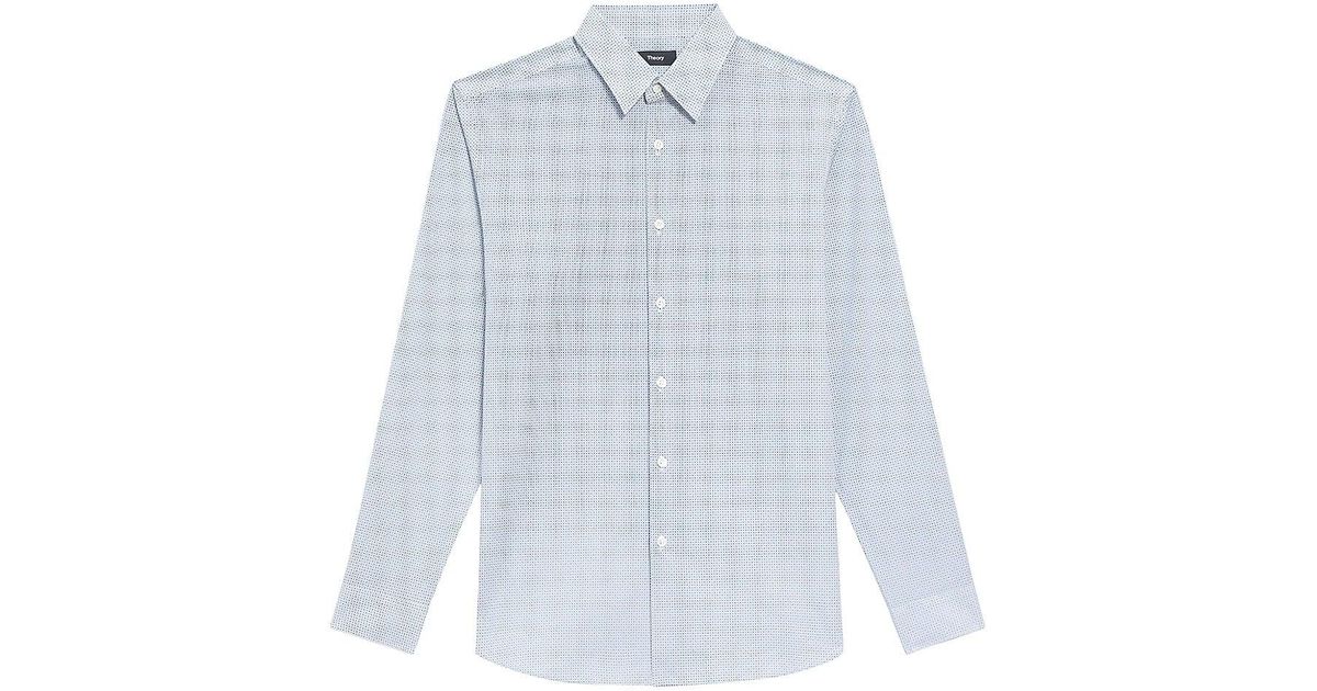 Theory Irving Cotton-blend Shirt in White for Men | Lyst