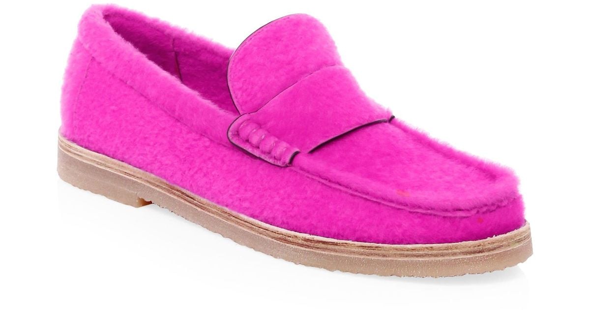 stuart weitzman shearling loafers