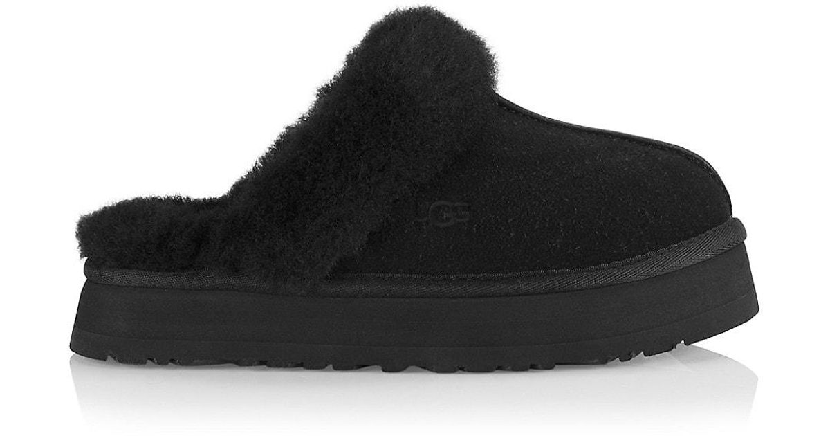 UGG Disquette Suede Slippers in Black | Lyst