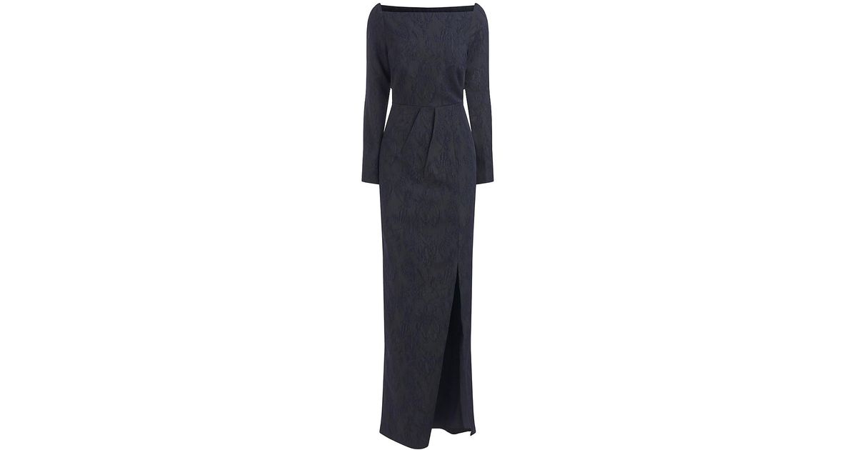 Kay Unger Jude Jacquard Column Gown in Blue | Lyst