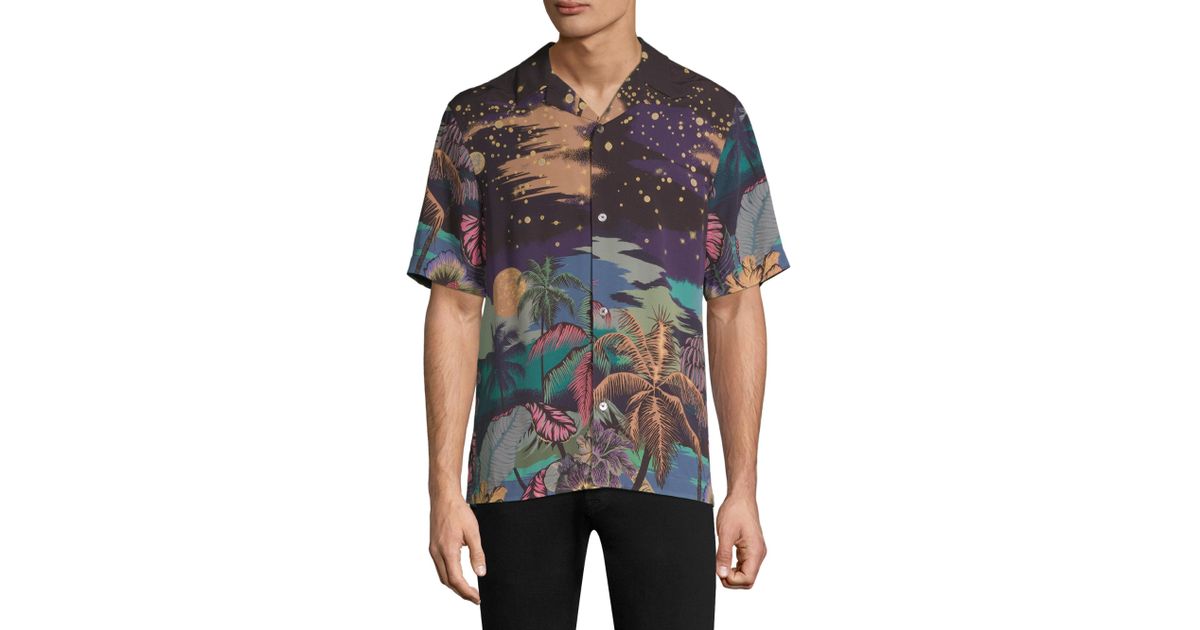 Paul Smith Synthetic Hawaiian Shirt in Black for Men - Lyst