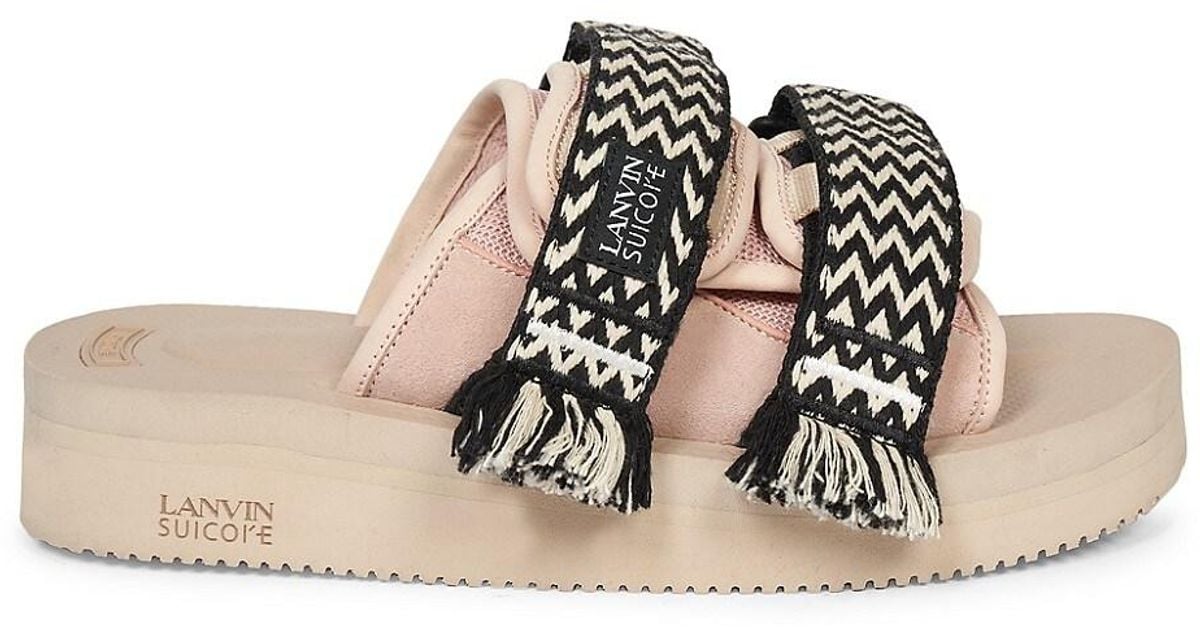 Lanvin Synthetic X Suicoke Herringbone Slide Sandals in Pale Pink (Pink