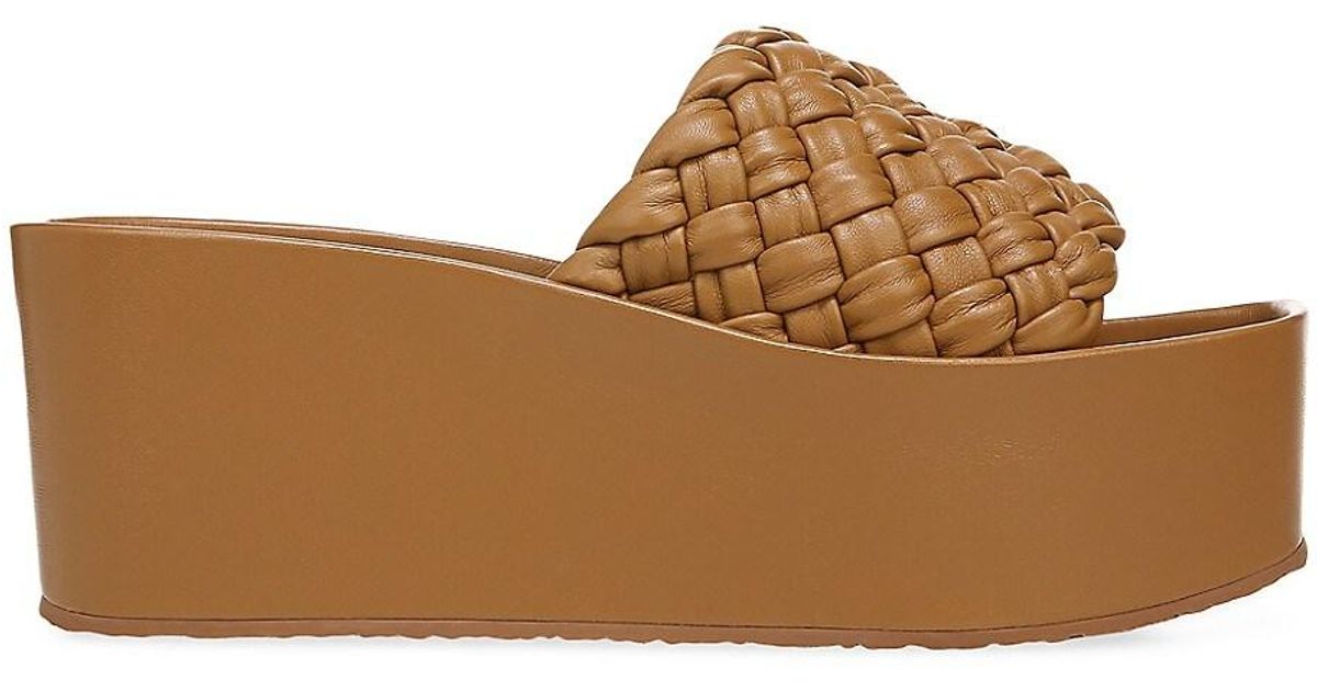Vince Mari Woven Leather Wedge Platform Sandals in Tan (Natural) Lyst