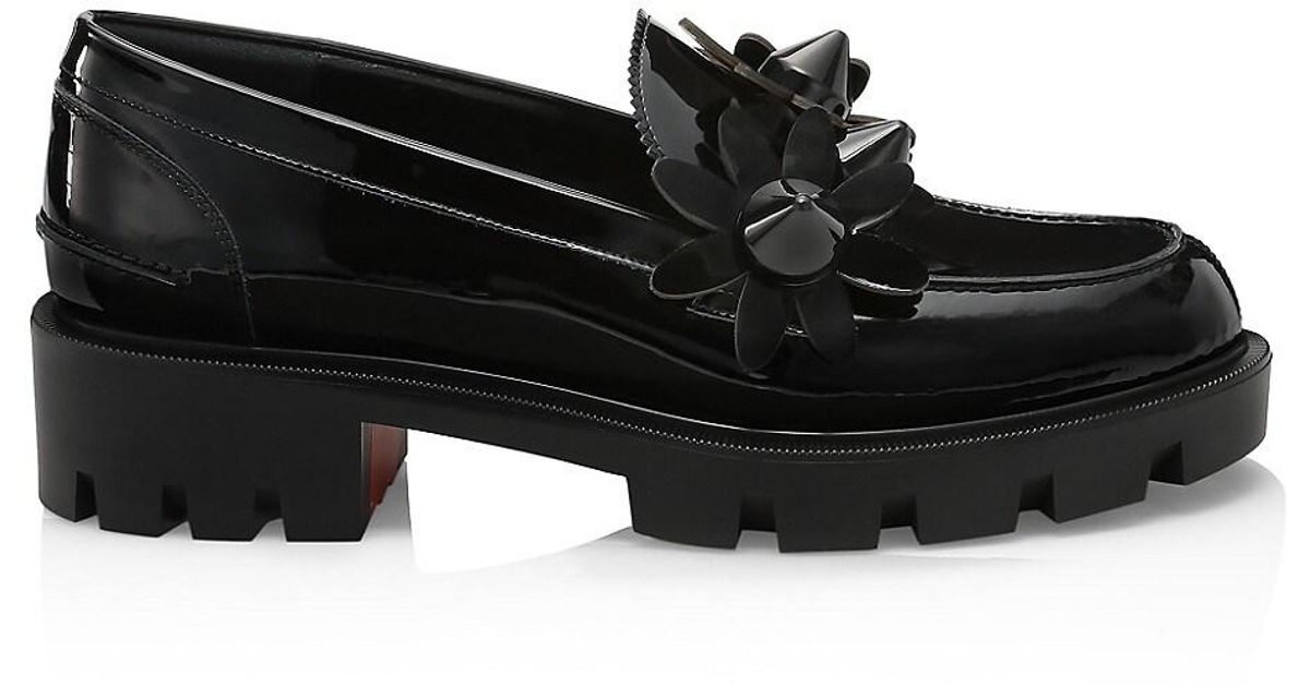 Christian Louboutin Daisy Spikes Patent Leather Loafers in Black | Lyst
