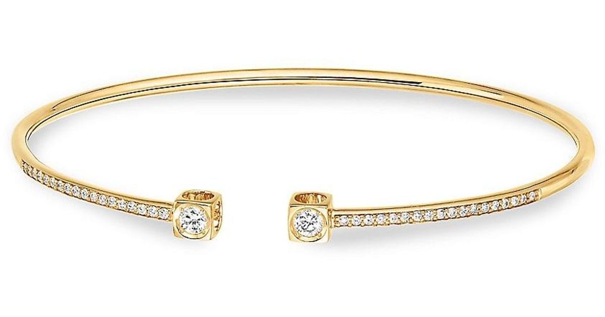 Dinh Van Le Cube 18k Yellow Gold & Diamond Pavé Medium Bangle Bracelet ...