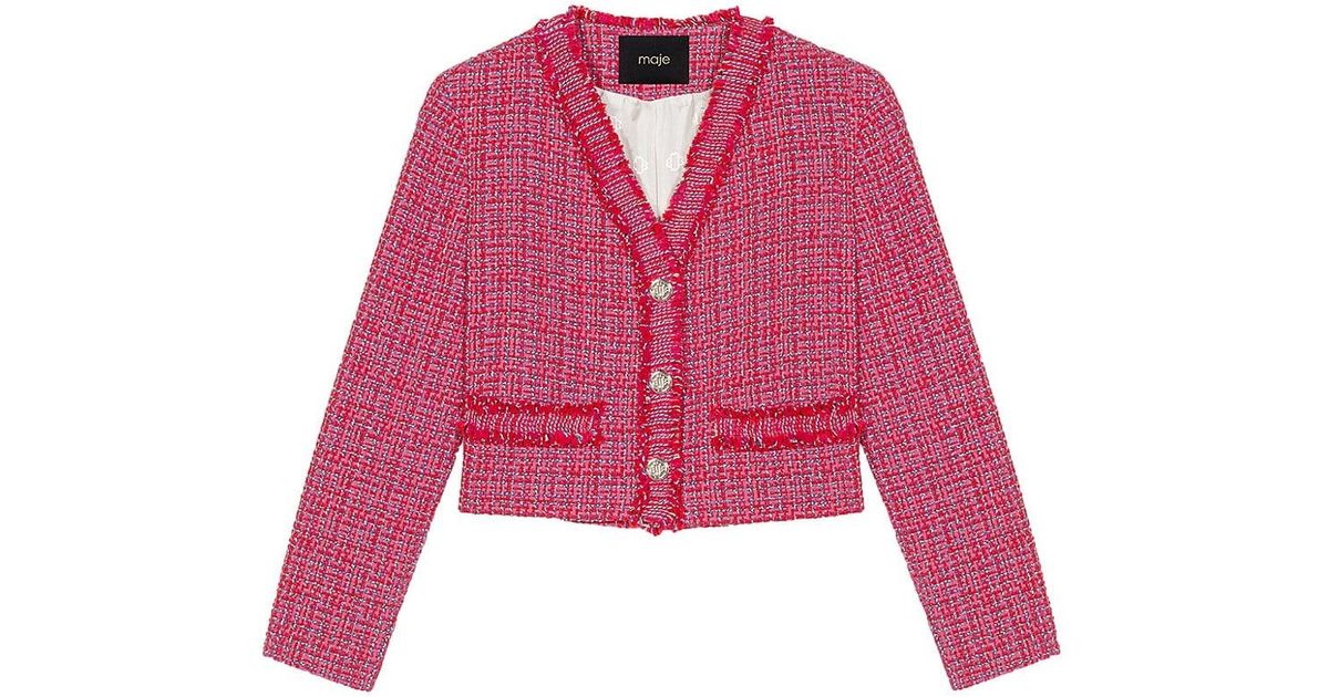 Maje Tweed Jacket in Pink Lyst