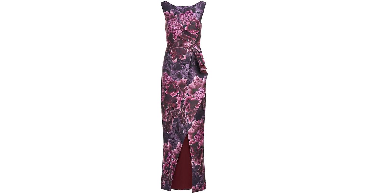 Kay Unger Renzo Floral Column Gown in Purple | Lyst