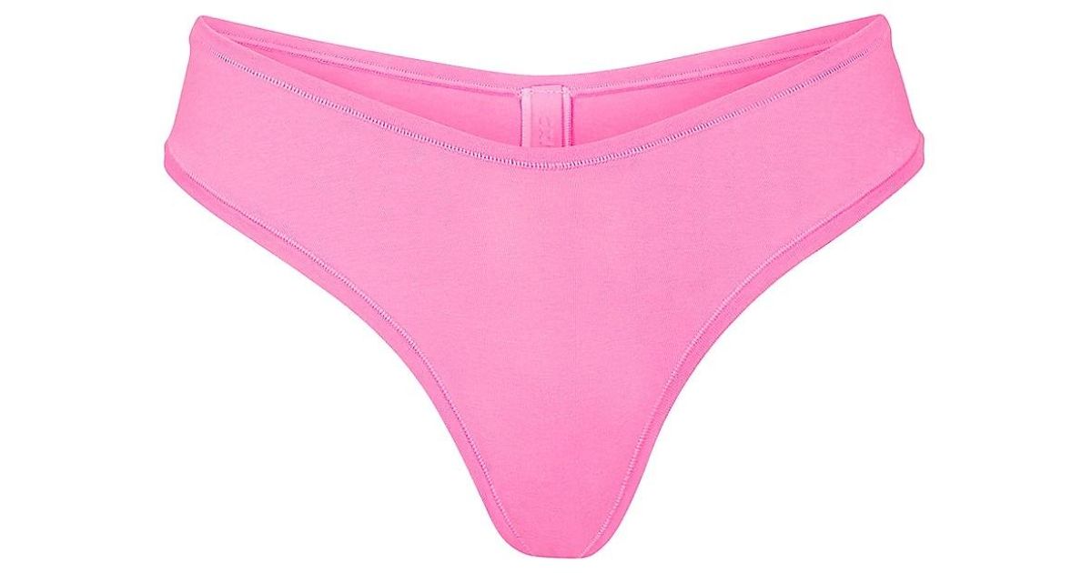 Skims Cotton Jersey Dipped Thong in Pink Lyst