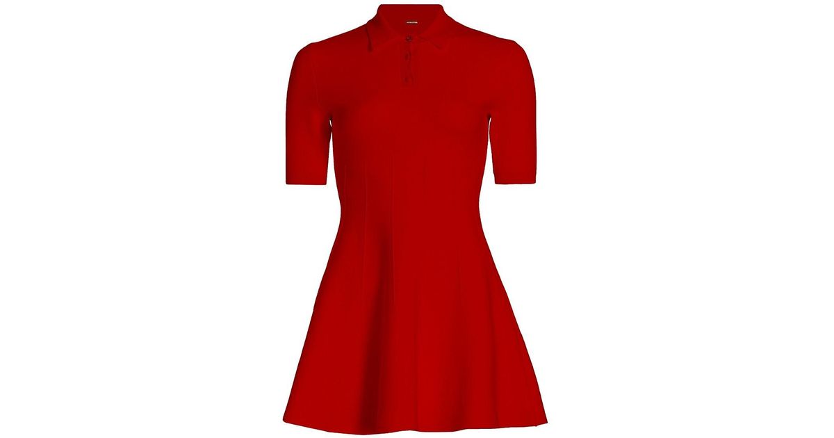 Adam Lippes Short-sleeve Polo Minidress in Red | Lyst