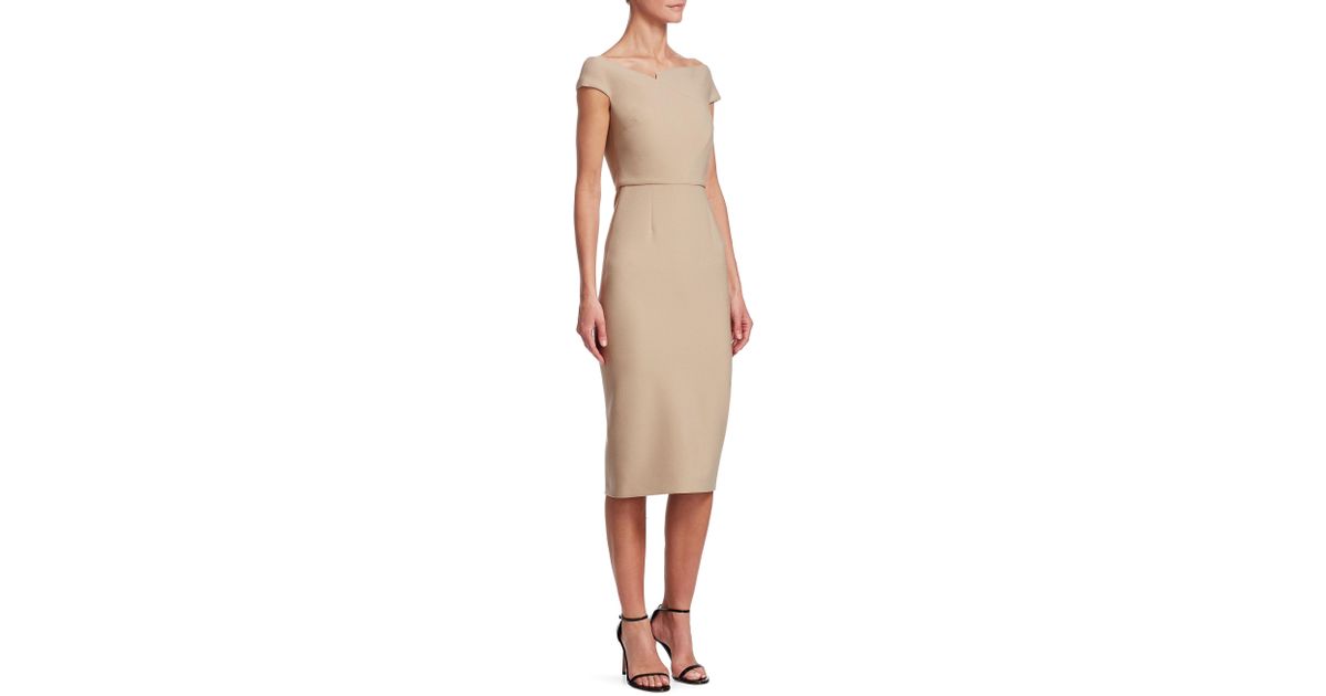 Roland Mouret Synthetic Darley Midi Dress in Nude (Natural) | Lyst