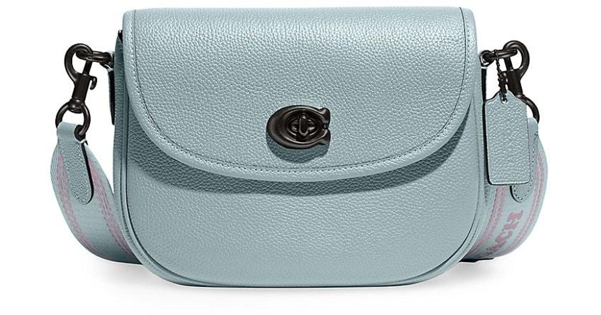 COACH Willow Leather Saddle Bag in Blue | Lyst