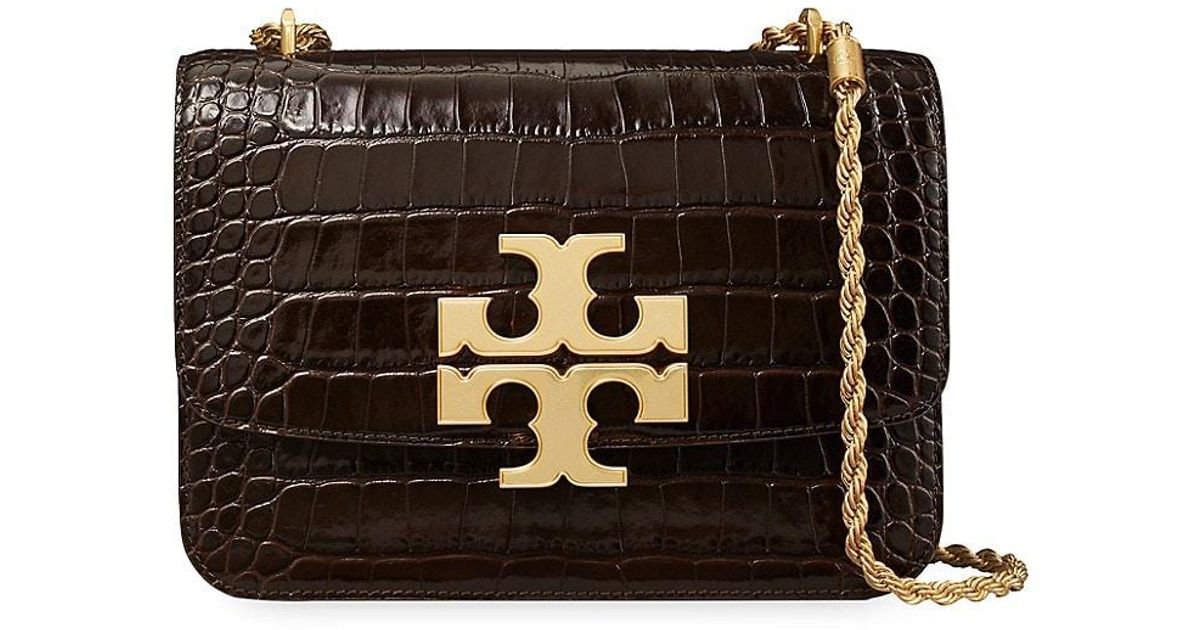 Tory Burch Eleanor Crocembossed Leather Convertible Shoulder Bag in