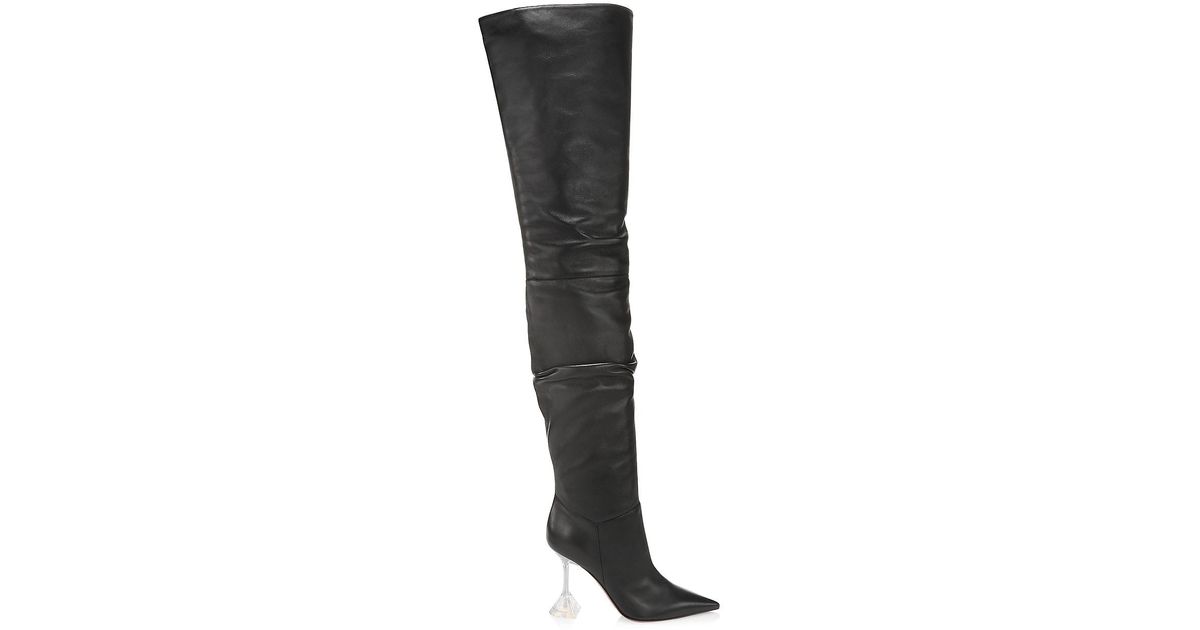 AMINA MUADDI Olivia Thigh-high Leather Boots in Black - Lyst