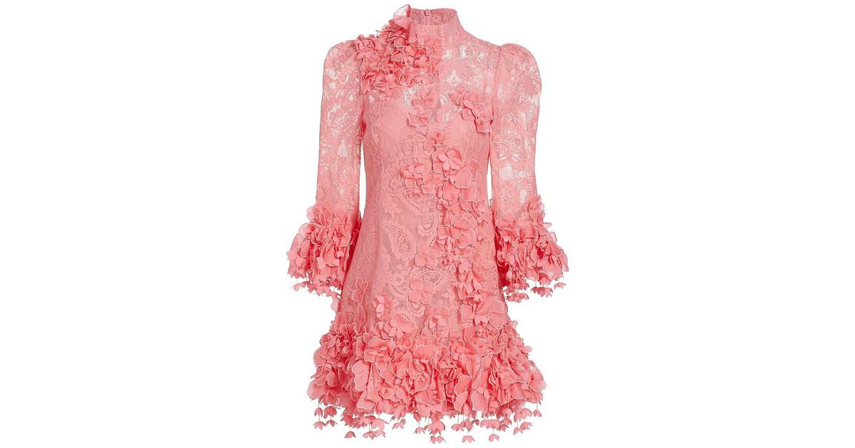 Zimmermann High Tide Lace Minidress in Pink | Lyst