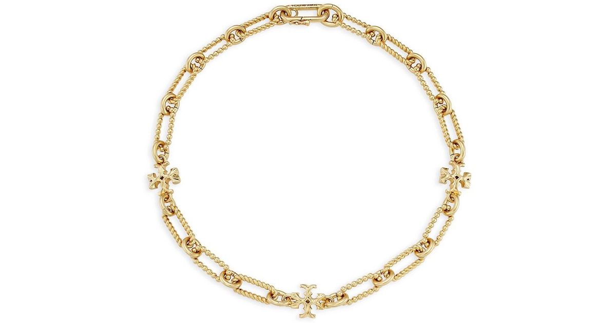Tory Burch Roxanne 18k-gold-plated Logo Chain Necklace in Metallic | Lyst