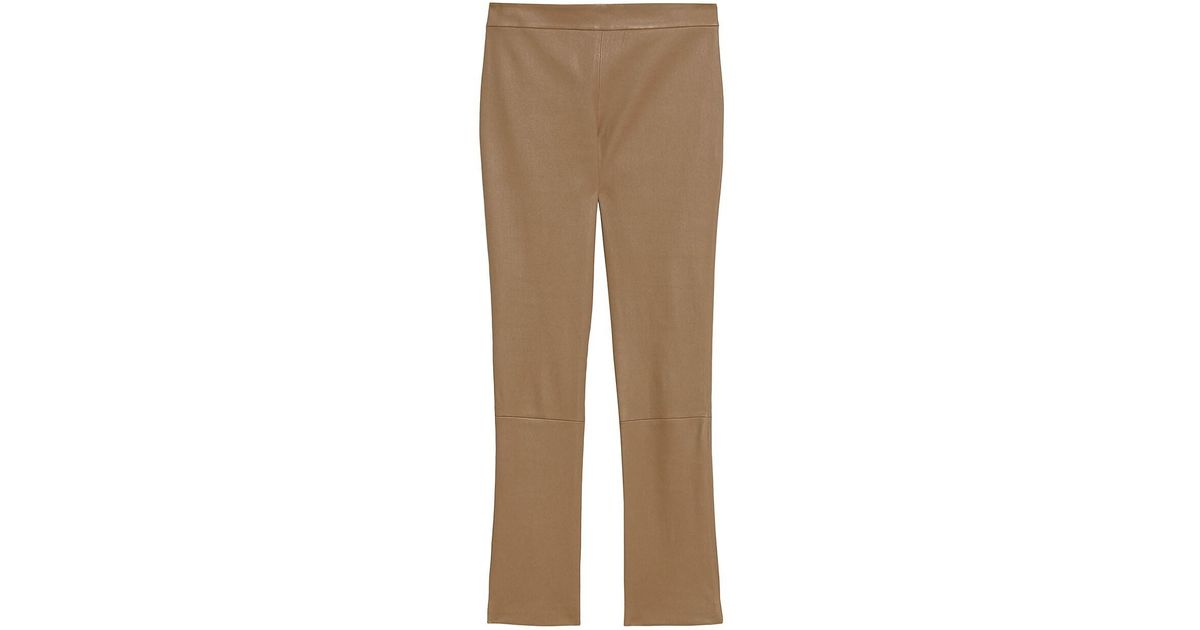 Theory Leather Slim Kick Crop Pants in Natural | Lyst
