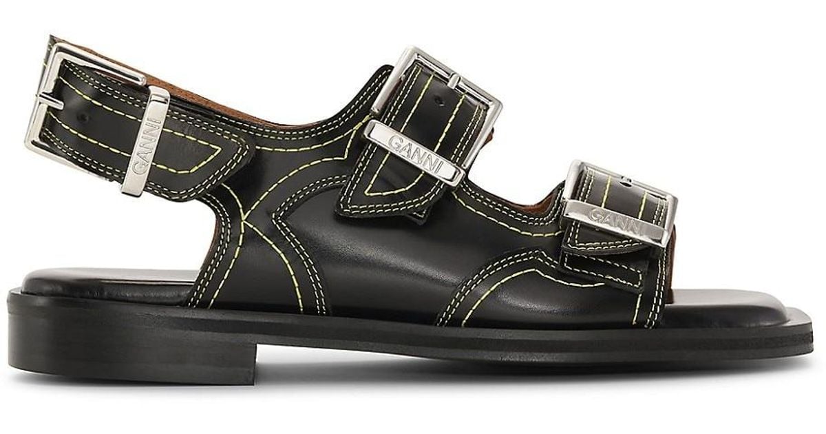 ganni leather sandals