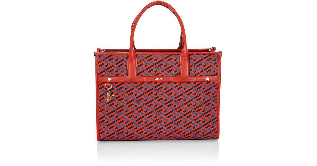 Versace Coated Canvas Monogram Tote in Red Lyst