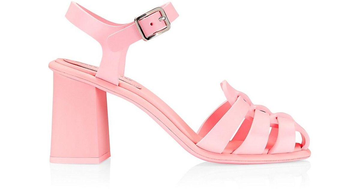 Miu Miu Rubber Heeled Fisherman Sandals in Pink | Lyst