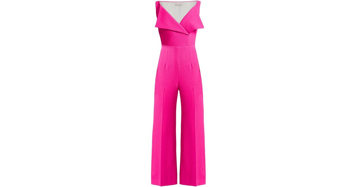 Emilia Wickstead Antica Stretch Crepe Jumpsuit in Pink | Lyst