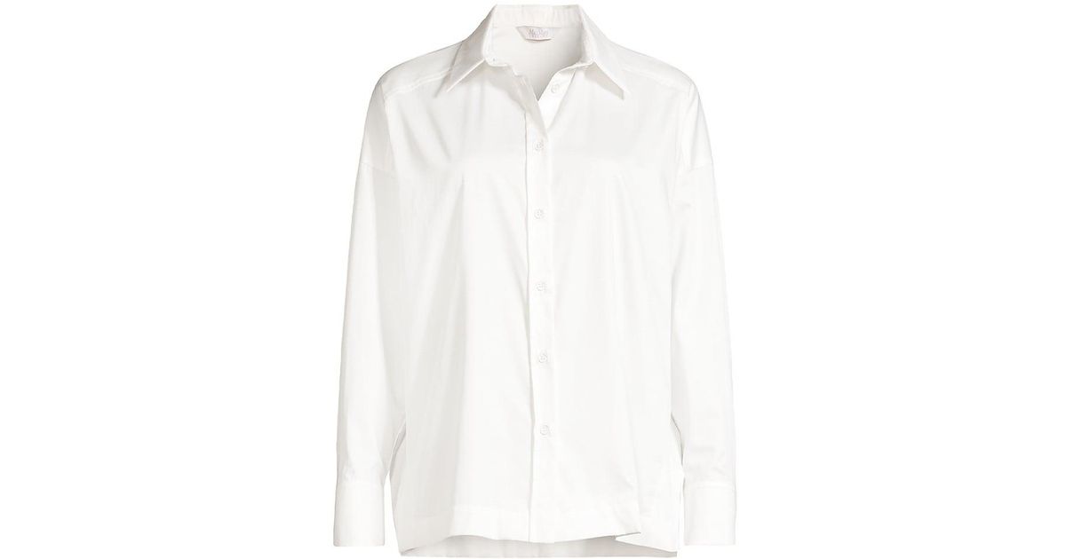 Max Mara Boxy Poplin Buttoned Shirt in White | Lyst