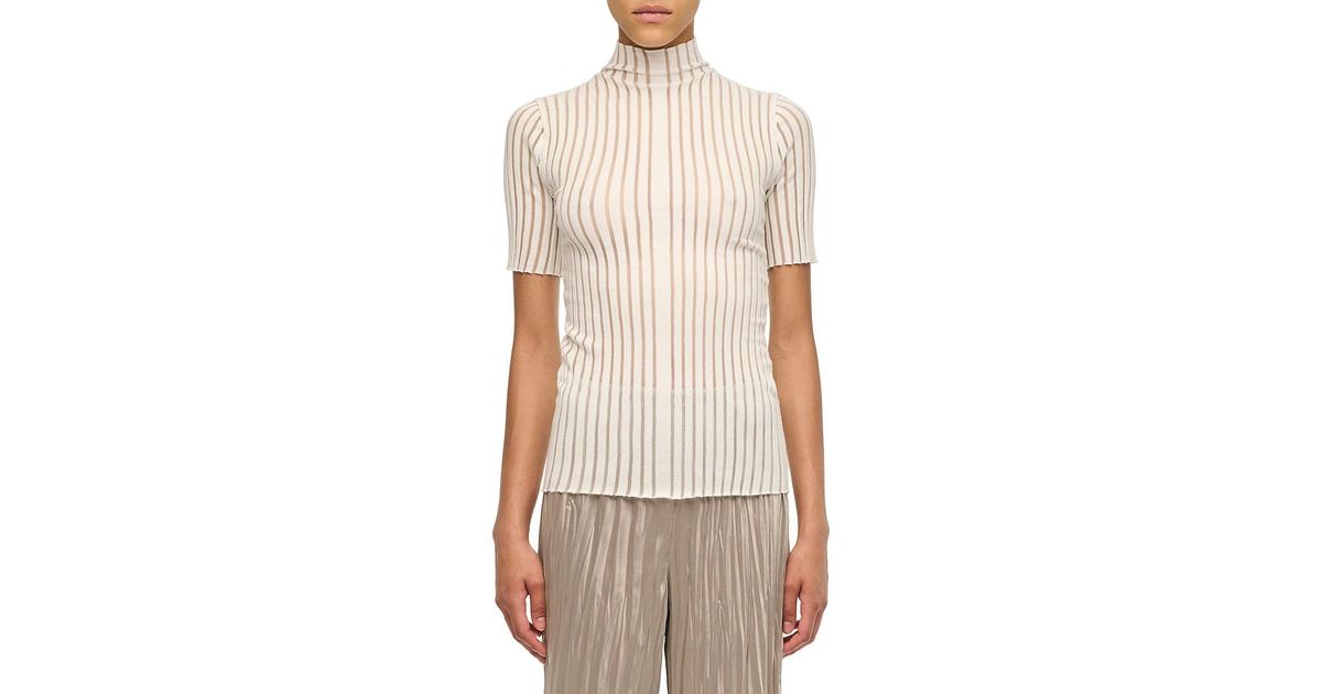 Interior The Ridley Pleated Sweater in White | Lyst