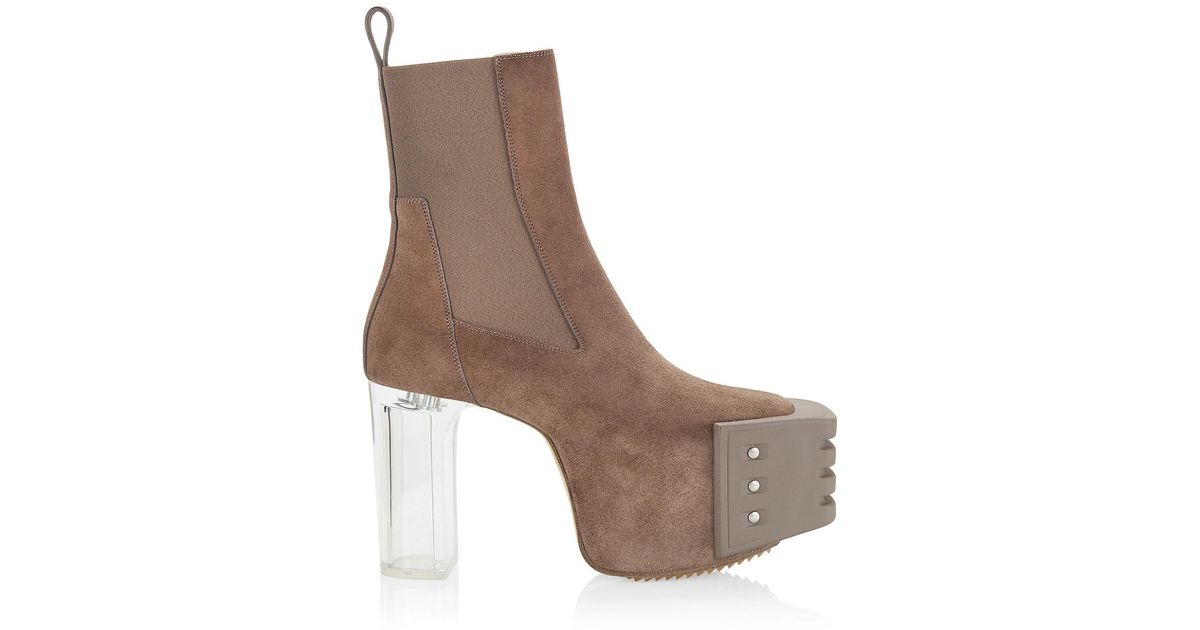 Rick Owens Suede Kiss Platform Boots in Brown for Men | Lyst