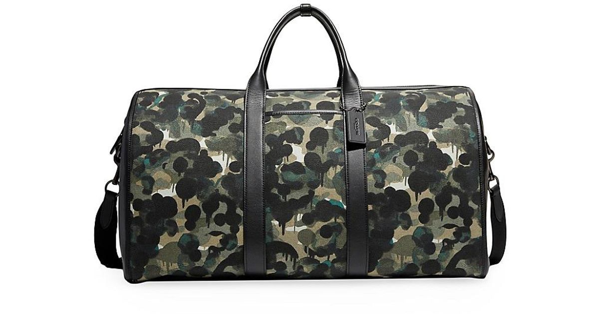 COACH Camo Print Canvas Gotham Duffle in Black for Men Lyst