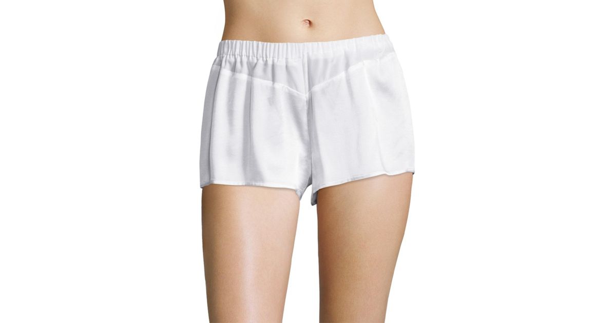 white silk pajama set shorts