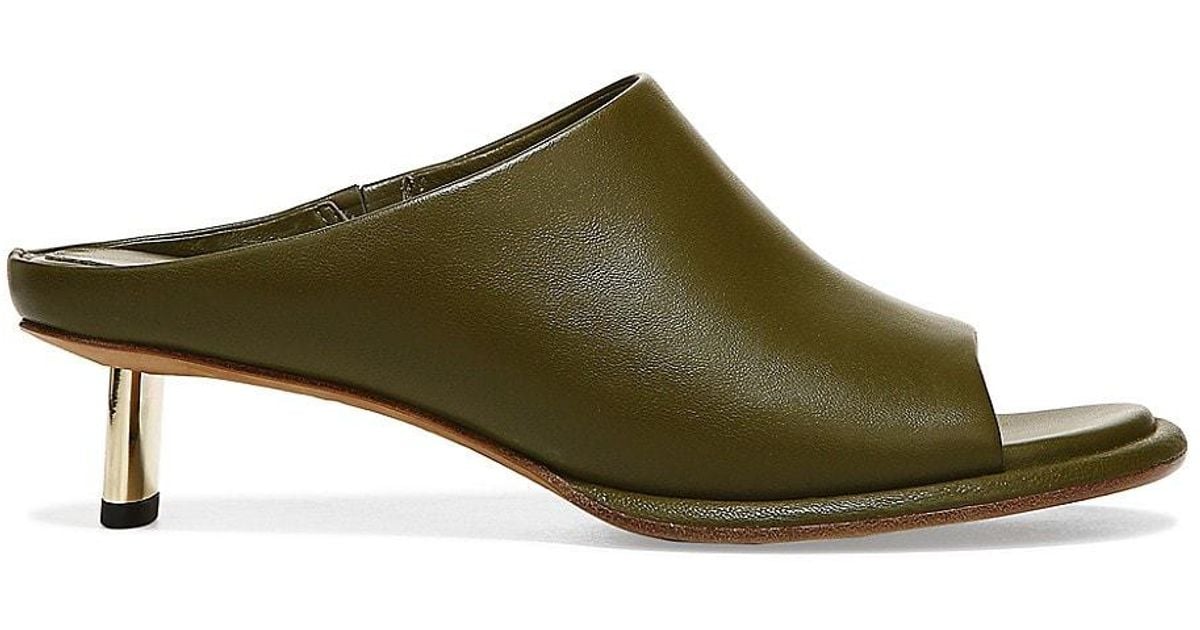 Vince Ezzy Leather Mules in Green | Lyst
