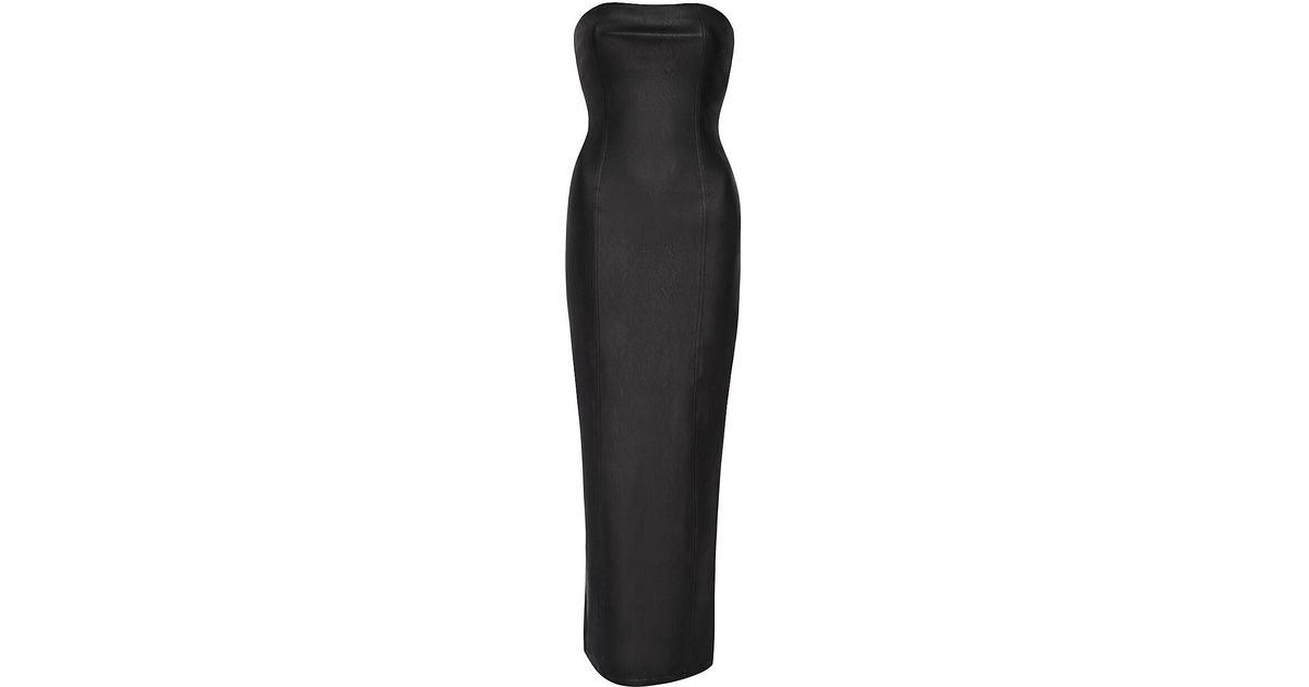 GOOD AMERICAN Faux-leather Tube Maxi Dress in Black | Lyst