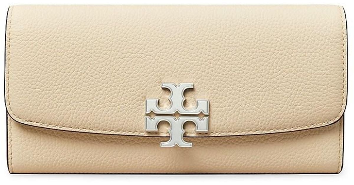 Tory Burch Eleanor Leather Envelope Wallet in Natural | Lyst