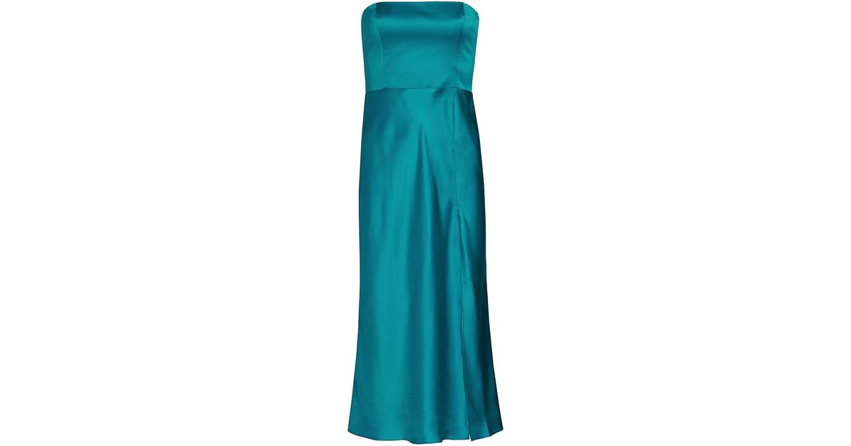 Amanda Uprichard Mandy Silk Strapless Midi-dress in Blue | Lyst