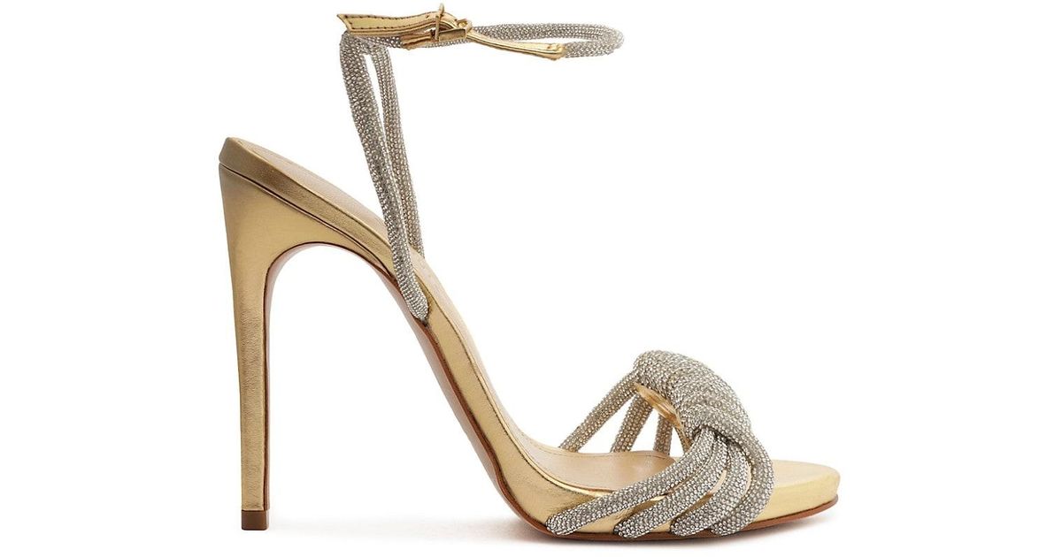 SCHUTZ SHOES Jewell Crystalembellished Highheel Sandals in Metallic