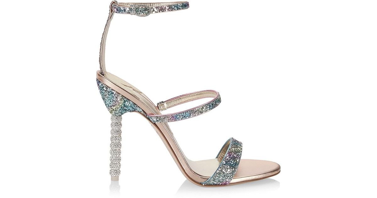 Sophia Webster Rosalind Crystal-embellished Glitter Sandals in White | Lyst