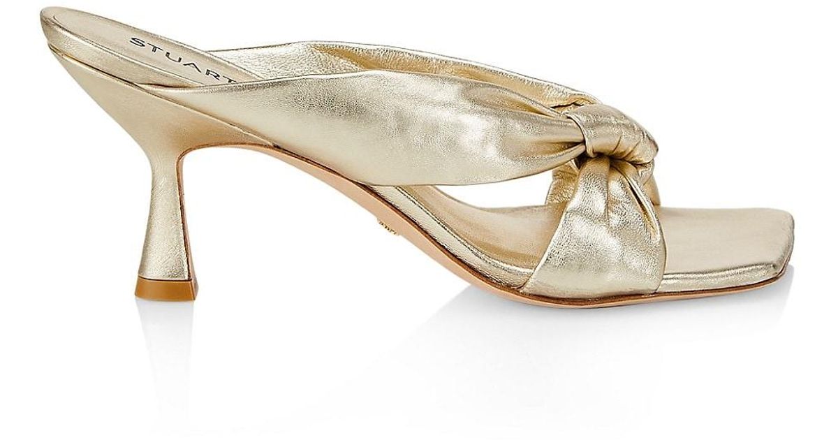 Stuart Weitzman Playa Knot Leather Sandals in Metallic Lyst
