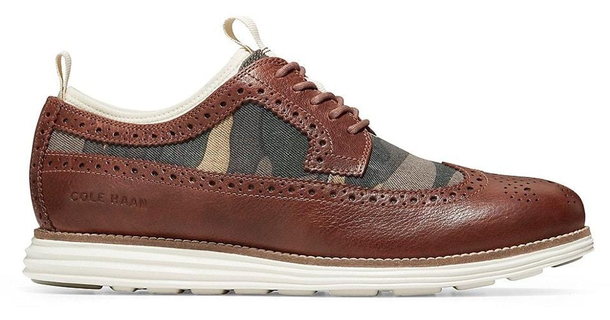 Cole Haan Neoprene Longwing Brogue Shoes in Papaya Camo (Brown) for Men