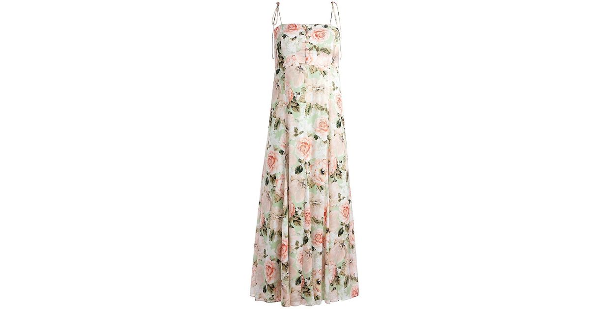 Alice + Olivia Lorelle Floral Open-back Midi-dress in Natural | Lyst