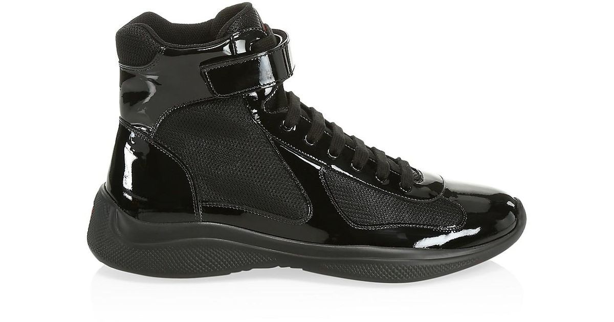 Prada America's Cup Patent Leather Sneakers in Black for Men - Save 12% |  Lyst