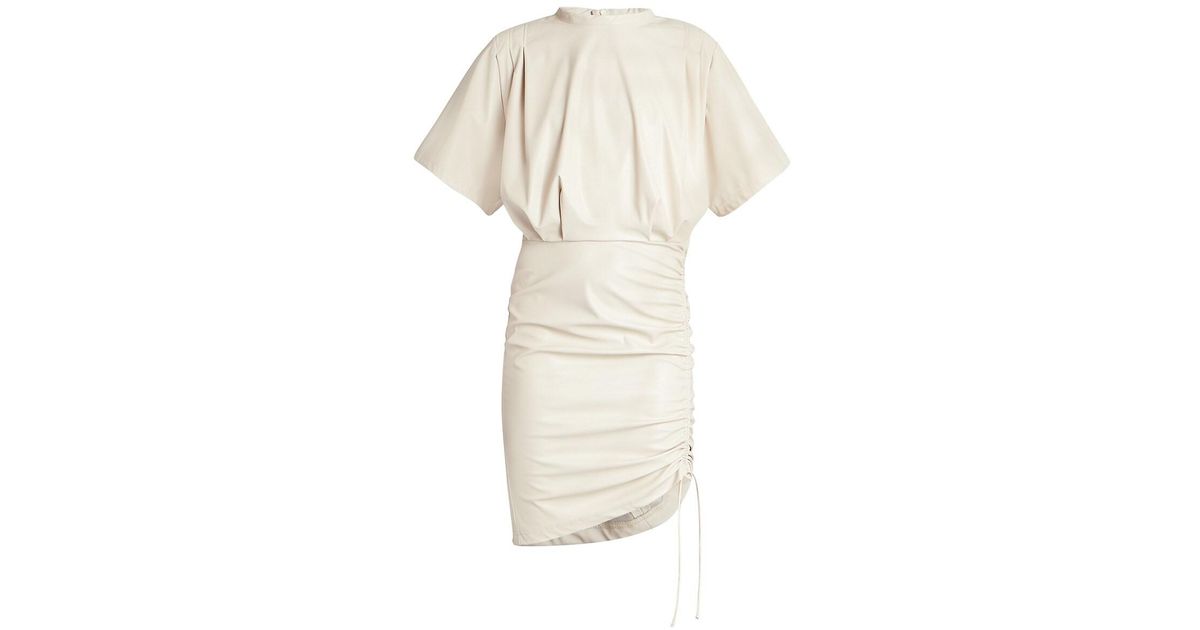 Étoile Isabel Marant Balesi Ruched Faux Leather Dress in White | Lyst