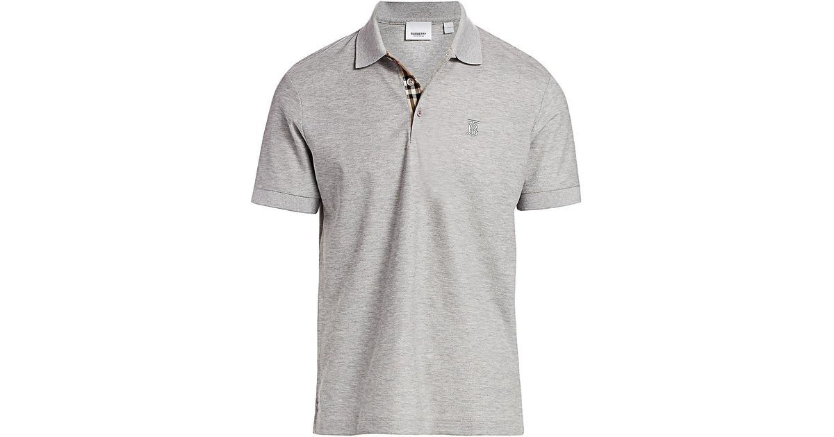 Burberry Cotton Eddie Core Polo in Pale Grey (Gray) for Men - Lyst