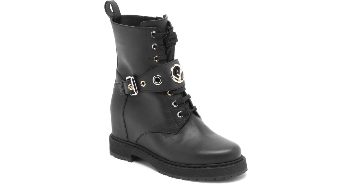 Fendi Leather Combat Boots in Black - Lyst