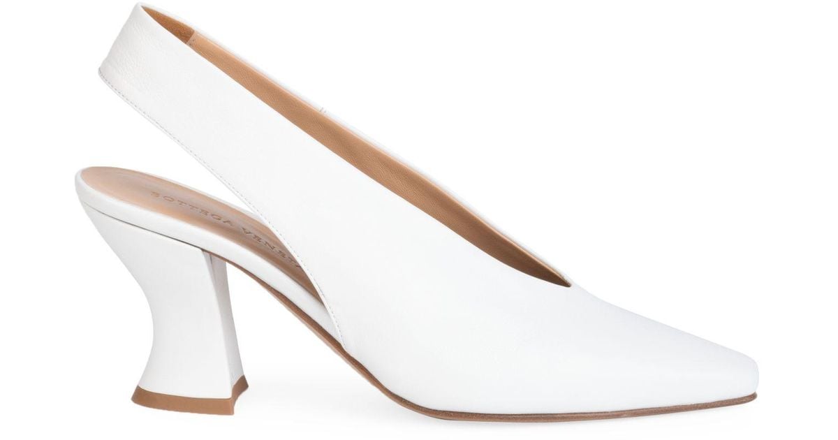 Bottega Almond Leather Slingback Pumps in White Lyst