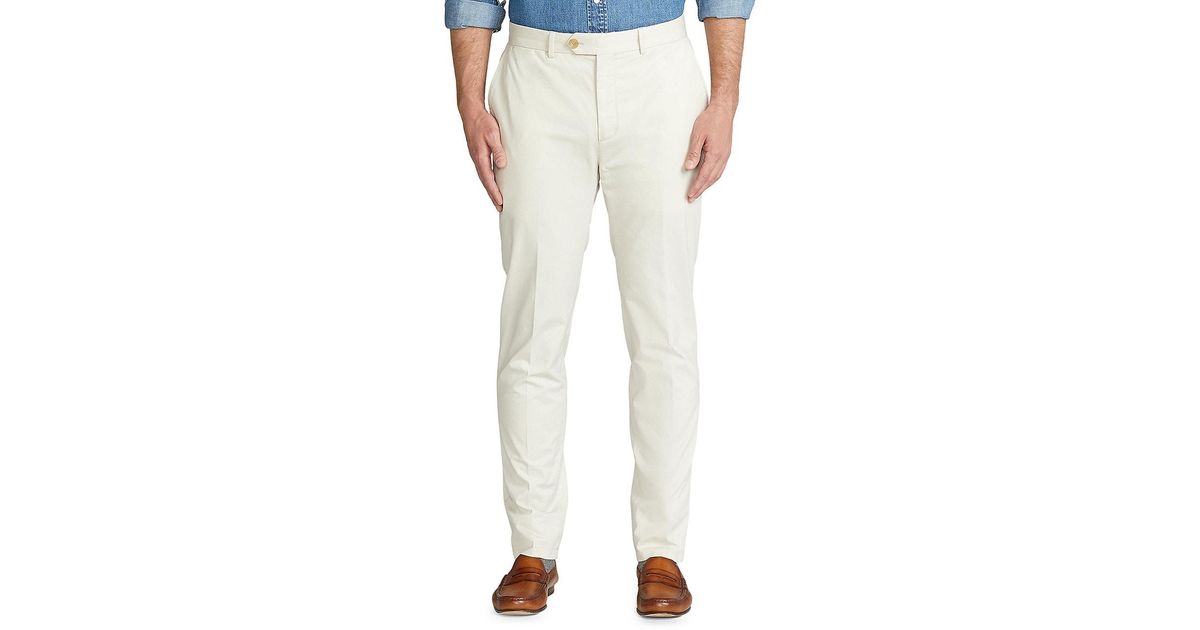 Ralph Lauren Purple Label Cotton Eaton French Fly Pants in White Sand