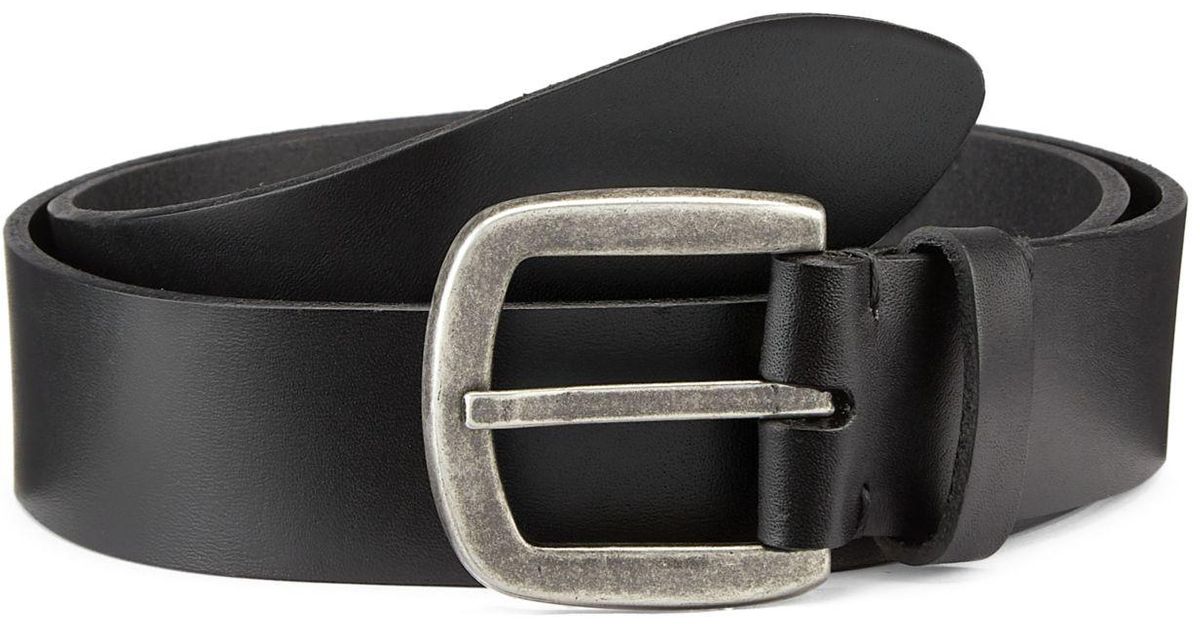 Saks Fifth Avenue Collection Burnished Buckle Leather Belt in Black for