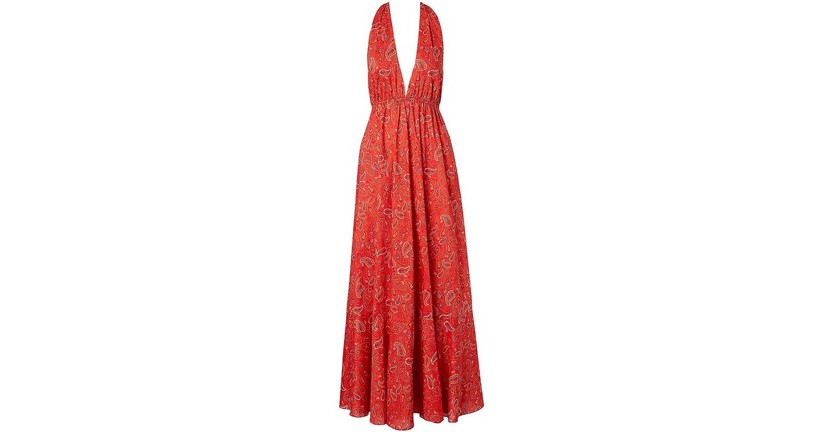 Scanlan Theodore Paisley Cotton Halter Dress in Red | Lyst