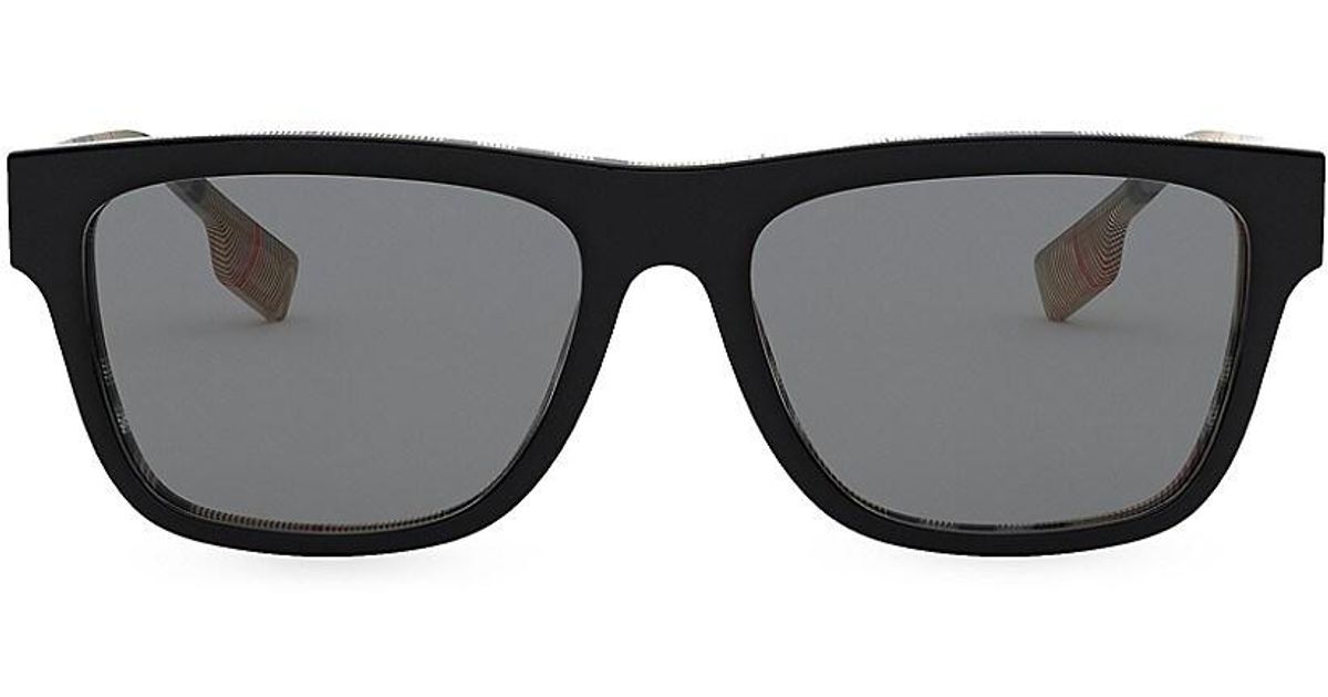 Burberry B. Logo 56mm Square Sunglasses In Black Check (Gray) For Men ...